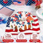 3Pcs Patriotic Serving Trays Red Blue White USA Flag Platter 4th of July Serving Dishes for Independence Day Veterans Day Party Decor