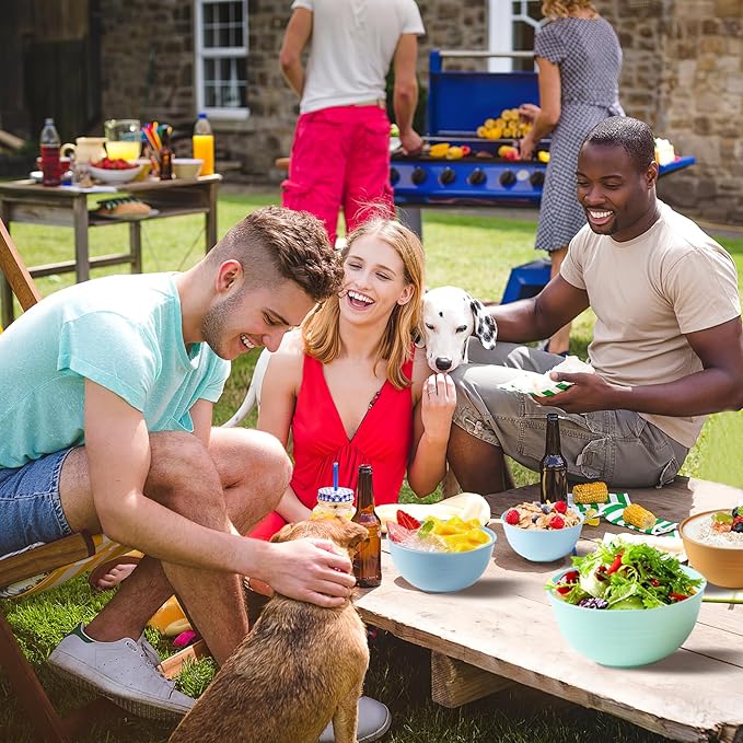 Wheat Straw Bowls Set of 6/12, Unbreakable Lightweight Bowls Set - Microwave & Dishwasher Safe, Reusable for Serving Soup, Oatmeal, Ramen & Salad (6, 60 oz)