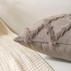 Set of 2 Soft Moroccan Throw Pillow Covers 18x18 Inch Plush Boho Decorative Pillow Cover Accent Cushion Case for Couch Sofa Bed, Deep Grey