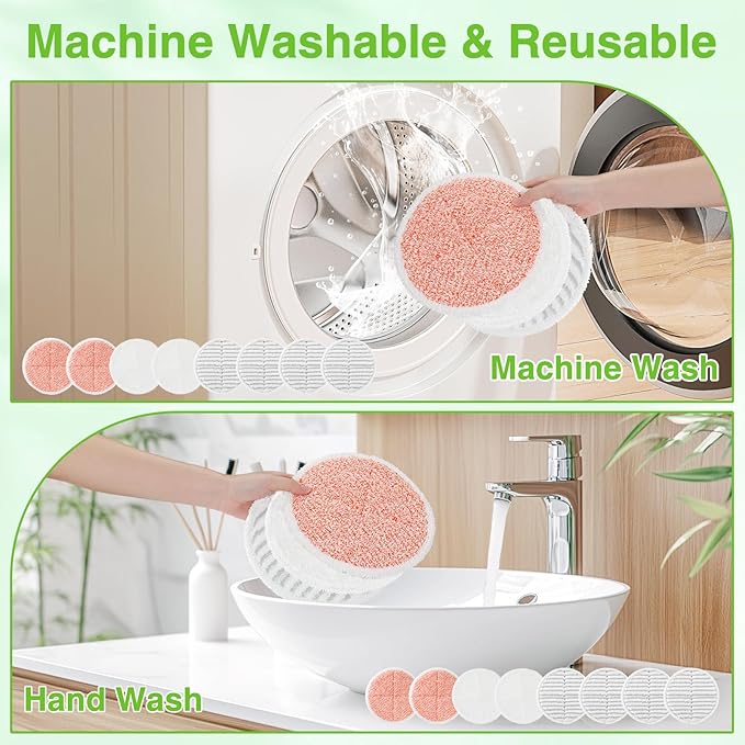 8 Pack Mop Pads Replacement Compatible with Bissell Spinwave 2124, 2039A, 2307, 23157, 23159, 20393, 20399 Hard Floor Spin Mop, 2 Soft Pads, 4 Scrubby Pads, 2 Heavy Scrub Pads