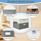 China Storage Containers,Quilted Dish Plate Storage with Stackable Lid for Dinnerware Kitchen Moving,2PACK 12 * 12 * 8in(Grey)