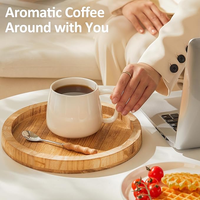 Teocera 16oz Ceramic Coffee Mugs Set of 4 – Stackable Latte Cups, Microwave, Dishwasher & Oven Safe – Ideal for Coffee, Cappuccino, Hot Chocolate, Housewarming Gifts，White