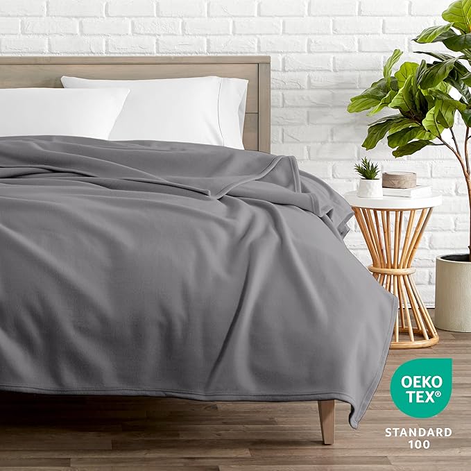 Bare Home Polar Fleece Blanket - Full/Queen - Grey - Warm & Cozy - Premium Fleece Throw for Bed, Sofa, Camping, Travel and Cold Nights - Lightweight Blanket (Full/Queen, Grey)