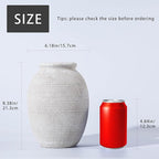 8 Inch White Ceramic Vase - Rustic Vintage Decorative Vase for Home - Farmhouse Pottery Vase for Flowers - Modern Vintage Dining Table Centerpiece， Lyeec Vases Set