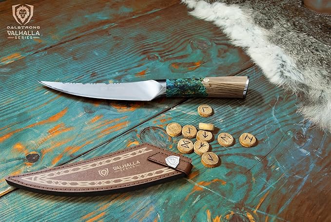 Dalstrong Fillet Knife - 6.5 inch - Valhalla Series - 9CR18MOV HC Steel - Celestial Resin & Wood Handle Gift Kitchen Knife - Meat Cutting, Carving, Bone, Deboning, Boning - Leather Sheath