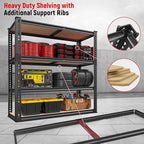 REIBII 40" W Garage Shelving 2000LBS Storage Shelves Adjustable Metal Shelving 4 Tier Metal Shelves Pantry Shelf for Garage Closet Kitchen Basement 40" W x 19.7''D x 60''H