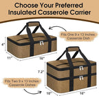 Double Insulated Casserole Carrier, Portable Casserole Carrier for Hot or Cold Food Lunch Tote Warmer or Cooler Bag, Lasagna Lunch Bag for Potluck Parties- Fits 9" x 13" Baking Dish-Coffee