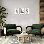 Bwodke Boho Wall Art, Framed Abstract Wall Art, Botanical Canvas Wall Decor, Mid Century Line Leaf Geometric Pictures Set of 3, Minimalist Paintings, for Bedroom Living Room Bathroom 12"x16"