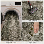 Olive Green Washable 8x10 Area Rugs for Living Room Rug Bedroom Rug-Carpet Neutral Vintage Dining Room Rugs for Under Table Soft Comfortable Non Slip