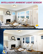 EMITEVER LED Floor Lamp, 100W Spectrum Eye Care Standing Lamp, 77'' Dimmable Motion Sensing & Daylight Sensing Reading Lamp for Study, Living Room, Conference, Office, 4000K Natural Daylight, White