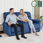 MCombo Zero Wall Recliner Loveseat with Console, Power Recliner Loveseat with Adjustable Headrest, USB A & C Charge Ports, Cup Holders, for Living Room, RVs, Small Spaces (Fabric, ST258M2, Navy Blue)