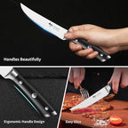 MAD SHARK Steak Knives Set of 8,Premium 12.6-inch Serrated Steak Knife Set,Ultra Sharp German High Carbon Stainless Steel Triple Rivet Collection 8-Piece Kitchen Steak Knife Set (STEAK KNIFE SET OF 8)