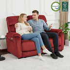 MCombo Zero Wall Recliner Loveseat, Power Recliner Loveseat with Adjustable Headrest, USB A & C Charge Ports, Wood Legs, for Living Room, RVs, Small Spaces (Fabric, ST258M1, Burgundy)