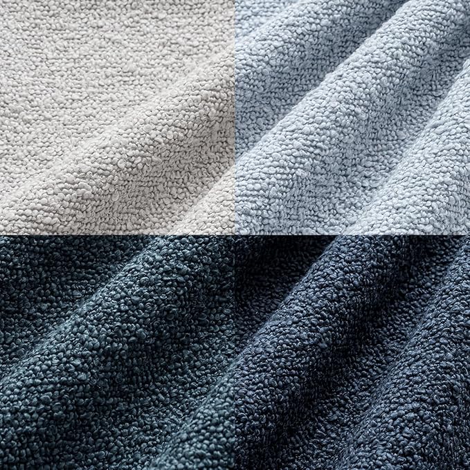 MIULEE Pack of 4 Decorative Textured Boucle Throw Pillow Covers 22x22 Inch Neutral Blue Accent Euro Sham Pillow Cases Couch Cushion Covers Modern Farmhouse Boho Chair Sofa Bed Livingroom Home Decor