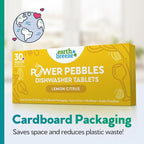 Earth Breeze Power Pebbles Dishwasher Tablets, Tough on Grease, Gentle on Dishes, Lemon Citrus Dish Detergent & Dishwasher Cleaner, Kitchen Cleaning Supplies for Sparkling Results, 90 Tabs (3-Pack)