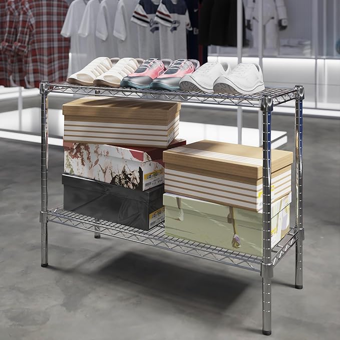 14" Deep x 36" Wide x 27" Height Wire Shelving Kit | 2-Tier | NSF Commercial Storage Rack Unit
