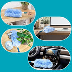 NEWE Duster Refills 20 PCS with Handle Compatible with Swiffer, 360 Degree Heavy Duty Dusting Kit with 4X Microfibers, Multi-Surface Dust Removing Tool for Cleaning Blinds Bookshelf Furniture