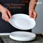 7.5 inch Appetizer Plate Set of 6, Lightweight Opal Glass Round White Salad Plates for Dessert Kitchen, Dishwasher and Microwave Safe