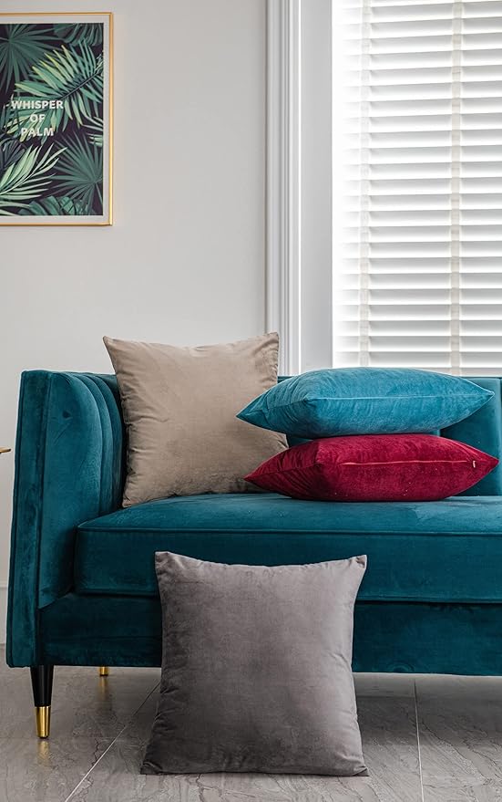 Throw Pillow Cases 12x20 Turquoise: 2 Pack Cozy Soft Velvet Rectangular Decorative Pillow Covers for Farmhouse Home Decor