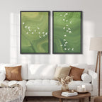 SIGNFORD Framed Canvas Print Wall Art Set Green Swirl Abstract White Birds Illustration Modern Art Decorative Nordic Nature for Living Room, Bedroom, Office - 24"x36"x2 Black