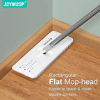 JOYMOOP White Flat Mop & Bucket with 1 Microfiber Pad, 12 Disposable Toilet Brushes, Stainless Steel Toilet Brush and Holder Set, Multi-Functional Cleaner for Floors, Windows, and Toilets
