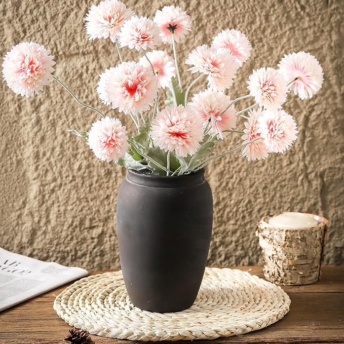 Terracotta Rustic Vase, Farmhouse Decorative Vase Boho Decor, Ceramic Vases for Home Decor, Table, Living Room, Shelf Decoration, 8.2 Inch