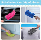 Zubebe 12 Pcs Duster Refill Reusable Fleece Duster Refills Feather Flat Dusters Multi Surface Washable Cleaning Pads Tools for Home, Blinds, Car, Pet, Furniture, Fans (Blue,Green,Grey)