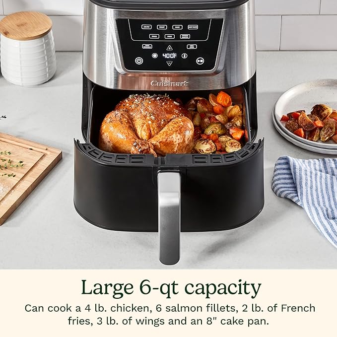 Cuisinart 6 Qt Basket Air Fryer, Black & Silver, AIR-180