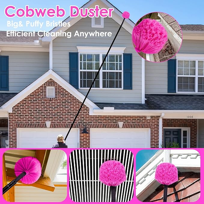 15 Foot Dusters for Cleaning, Duster with Extension Pole 7-15ft, Microfiber Feather Duster Used for Cleaning Ceiling Fan, High Window, Blinds, Shutters, Sofa, Cobweb Duster for Home (12 PCS)