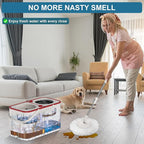 Spin Mop and Bucket,Mop Bucket with Separates Dirty and Clean Water,4-Chamber Mop and Bucket with Wringer Set for Home,Household Cleaning Tools with 6 Replacement Mop Heads,4X Wheel -White