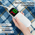 Heated Electric Blanket Twin Size,62X84 Heating Blanket with 10 Heats Levels&8 Hours Auto Off&Timer,Blue Plaid Soft Cozy Sherpa Blankets Warmer Gifts for Grandma Women Adult,Fast Heating Washable,ETL