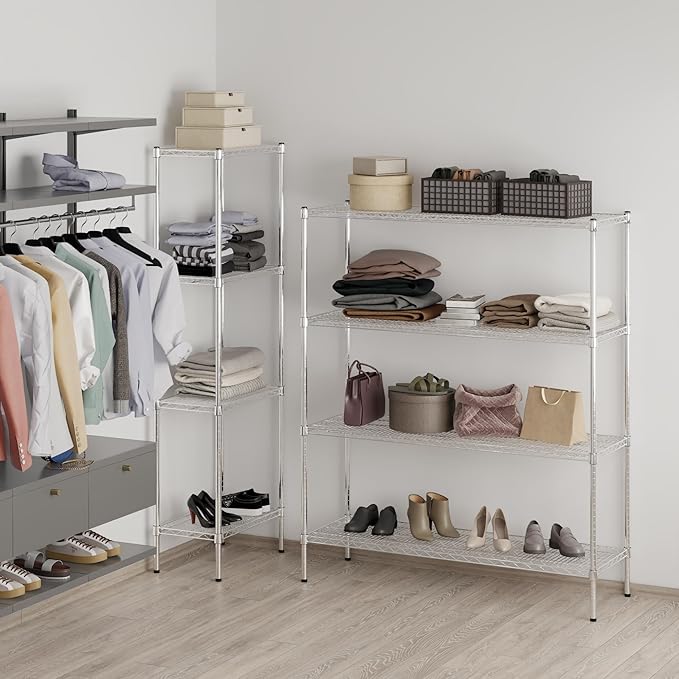 18" Deep x 54" Wide x 64" Height Wire Shelving Kit | 4-Tier | NSF Commercial Storage Rack Unit