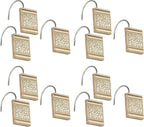 Zahari Home 13pc Sinatra Bathroom Shower Curtain Set - Gold Curtain & 12 Champagne Hooks - Luxury Fabric Bling Unique Beautiful Set
