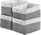 Storage Basket 16x12x8 inch Fabric Sturdy Canvas Storage Bins Organizer with Handles for Clothes and Storage Foldable Storage Boxes Cubes