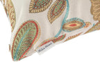 Mika Home Set of 2 Jacquard Tropical Leaf Pattern Oblong Throw Pillow Covers Accent Pillowcase 12X20 Inches,Teal Cream