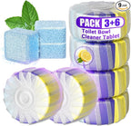 Upgraded Toilet Bowl Cleaners, 6PCS Triple Effect Toilet Cleaner with 3PCS Toilet Tank Cleaners Tablets with Bleach, Toilet Bowl Cleaner Tablets Drop in Tank for Deodorizing & Descaling(9 Pack)