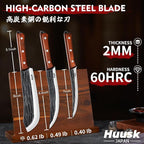Huusk Butcher Knife Set for Meat Cutting, 3PCS Carving BBQ Brisket Knives, Hand-forged Kitchen Knive Set with Ergonomic Handle, Gift for Men Women