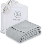 Threadmill Luxury Cotton Blankets for Twin Size Bed | All-Season 100% Cotton Twin Blanket for Bed | Aster Jacquard Lightweight, Soft & Cozy Coverlet, 350GSM, 68 x 90 inches | Scottish Grey