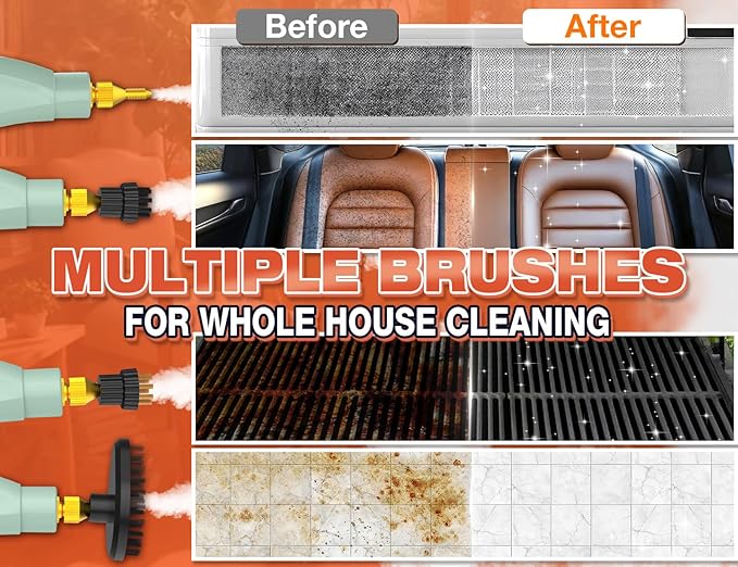 Steam Cleaner, 10s Heat-Up, 6-Level Adjustable, 1.69qt. Tank, 2500W Natural Portable Handheld Steamer for Cleaning with Touch Screen for Home, Car, Tile, Grout, Windows, Bathrooms, Kitchens and Fabric