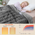 Heated Blanket Electric King- 100"x90" Soft Thick Bubble Electric Blanket for Sofa with 5 Heat Levels & 10 Hours Auto-Off Overheat Protection, Warm Cozy Gifts, Light Grey