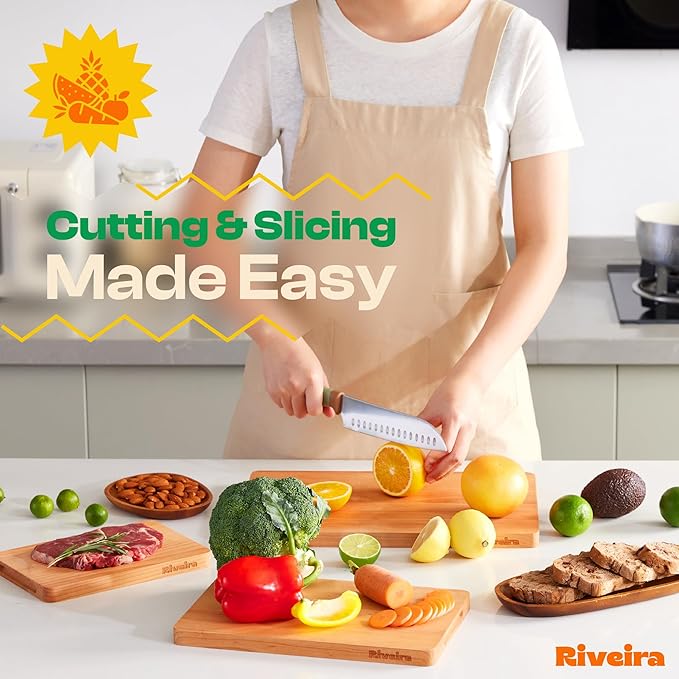 Riveira Cherry Wood Cutting Board – Gourmet Black Cherry Grandeur: 24 x 18 Wooden Cutting Board – Wooden Cutting Boards For Kitchen Decorative – Innovative Juice Grooves Cherry Wooden Chopping Board