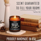 Mulled Cider Candle, Fall Candles I Apple Cider Candle w/Cinnamon & Nutmeg - Infused w/Essential Oils I Mulled Cider Fall Scented Candles (Soy) for Home I 9oz Reusable Jar I 50Hr Burn I Made in USA