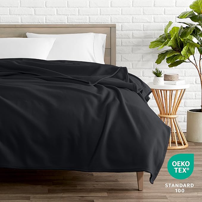 Bare Home Polar Fleece Blanket - Full/Queen - Black - Warm & Cozy - Premium Fleece - Throw for Bed, Sofa, Camping, Travel and Cold Nights - Lightweight Blanket (Full/Queen, Black)