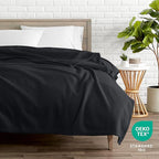 Bare Home Polar Fleece Blanket - Full/Queen - Black - Warm & Cozy - Premium Fleece - Throw for Bed, Sofa, Camping, Travel and Cold Nights - Lightweight Blanket (Full/Queen, Black)