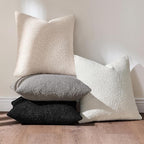 MIULEE Pack of 4 Decorative Textured Boucle Throw Pillow Covers 18x18 Inch Black White Accent Solid Pillow Cases Soft Couch Cushion Covers Modern Farmhouse Boho Chair Sofa Bed Livingroom Home Decor