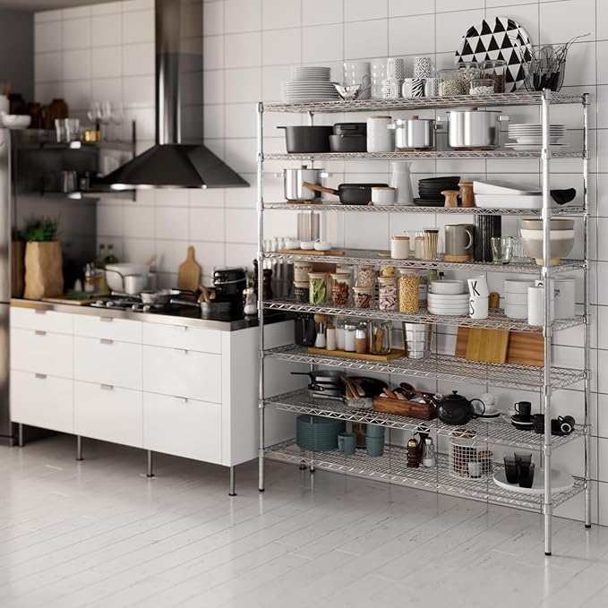18" Deep x 60" Wide x 74" Height Wire Shelving Kit | 8-Tier | NSF Commercial Storage Rack Unit