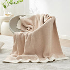 Snuggle Sac Heather Beige Throw Blankets Luxurious Microfiber Fabric, Reversible Super Soft Throws Warm Cozy Knit Fuzzy Plush Throw Blanket for Couch, Bed, Sofa, Camping, Beige,50x60 inches