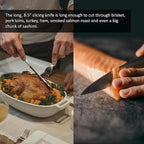 NAGOMI] 8.5 inch Premium Slicing Knife, Stainless Steel HRC58 Carving Knife for Slicing Roasts, Meats, Sashimi, Fruits and Vegetables | Black Stylish Gift Box