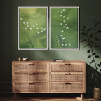 SIGNFORD Framed Canvas Print Wall Art Set Green Swirl Abstract White Birds Illustration Modern Art Decorative Nordic Nature for Living Room, Bedroom, Office - 24"x36"x2 White