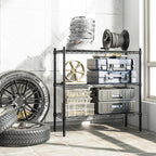 Auslar 3-Shelf Storage Wire Shelves Heavy Duty 3 Tiers Standing Shelving Units Adjustable Metal Organizer Wire Rack, Black